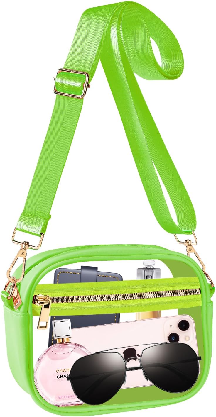 Fibrdoo Clear Bag Stadium Approved, Leather Clear Crossbody Purse Bag for Concerts Sports Events Festivals - Image 1